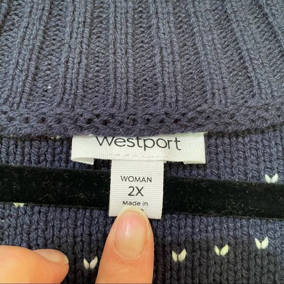 Westport Blue Striped Knit Pullover Sweater Womens 2X NWT Preppy V Neck Fall - Picture 3 of 8